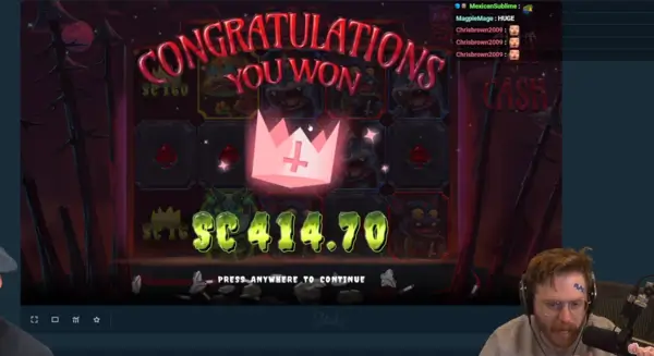 Screenshot: PaymoneyWubby win 414$